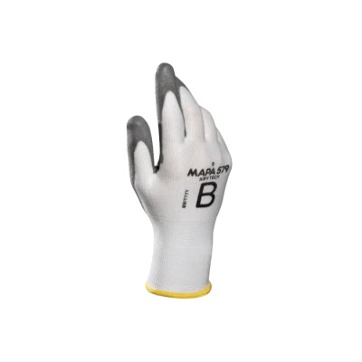 Mapa White High Performance Polyethylene Work Gloves Size 7 with Polyurethane Coating 579