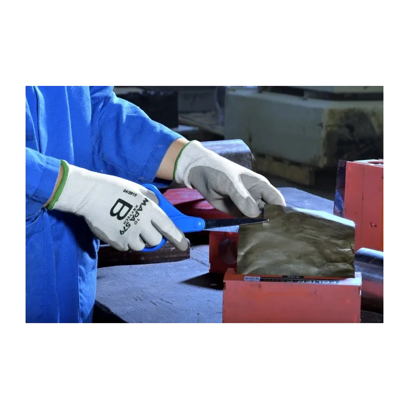 Mapa White High Performance Polyethylene Work Gloves Size 7 with Polyurethane Coating 579