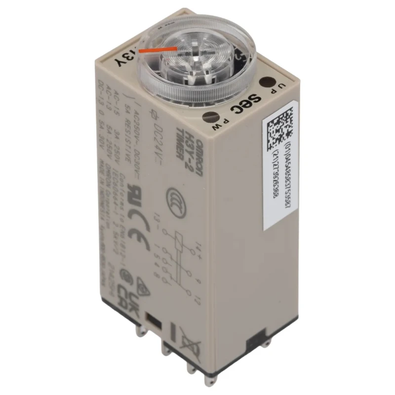 Omron H3Y-2 Series DIN Rail Timer Relay, 2-Contact, DPDT Switch, 24V DC Supply Voltage, ON Delay Mode, 0.04 s H3Y-2 DC24 10S
