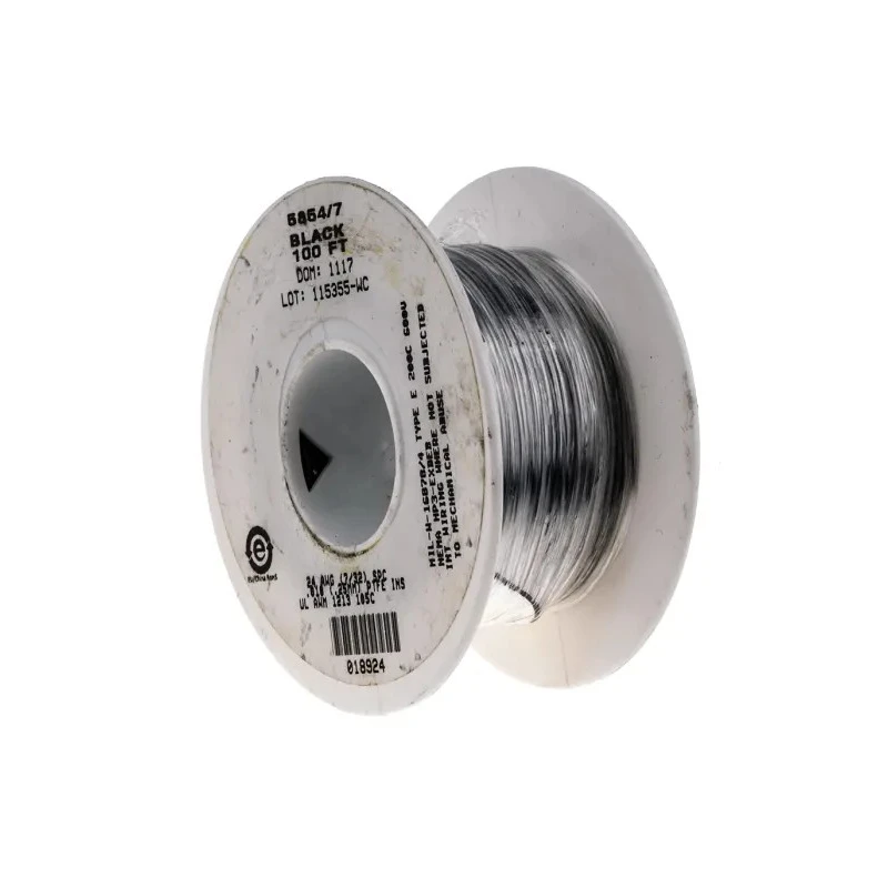 Alpha Wire Hook Up Wire TEFLON Series Black 24 AWG 7/0.20 mm Core Strands 1.12 mm Diameter 30 m 600 V 200°C 5854/7 BK005