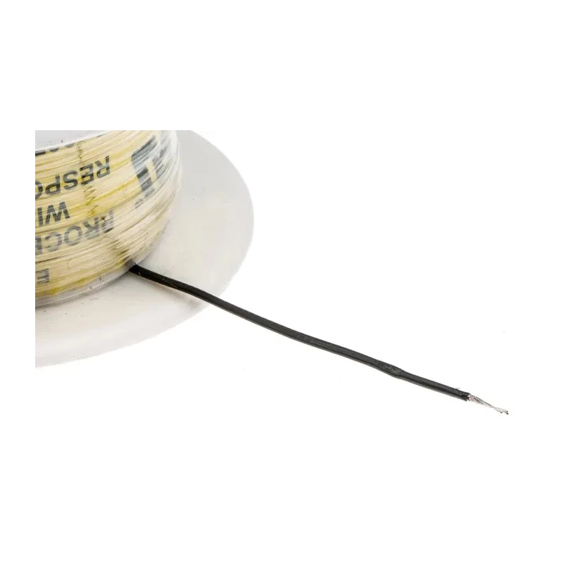 Alpha Wire Hook Up Wire TEFLON Series Black 24 AWG 7/0.20 mm Core Strands 1.12 mm Diameter 30 m 600 V 200°C 5854/7 BK005