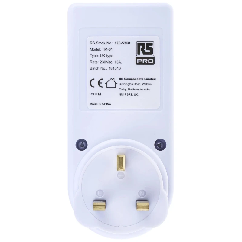 RS PRO Digital Plug In Timer 230V AC 50Hz Type G British 3-Pin 100h Battery Life 178-5368