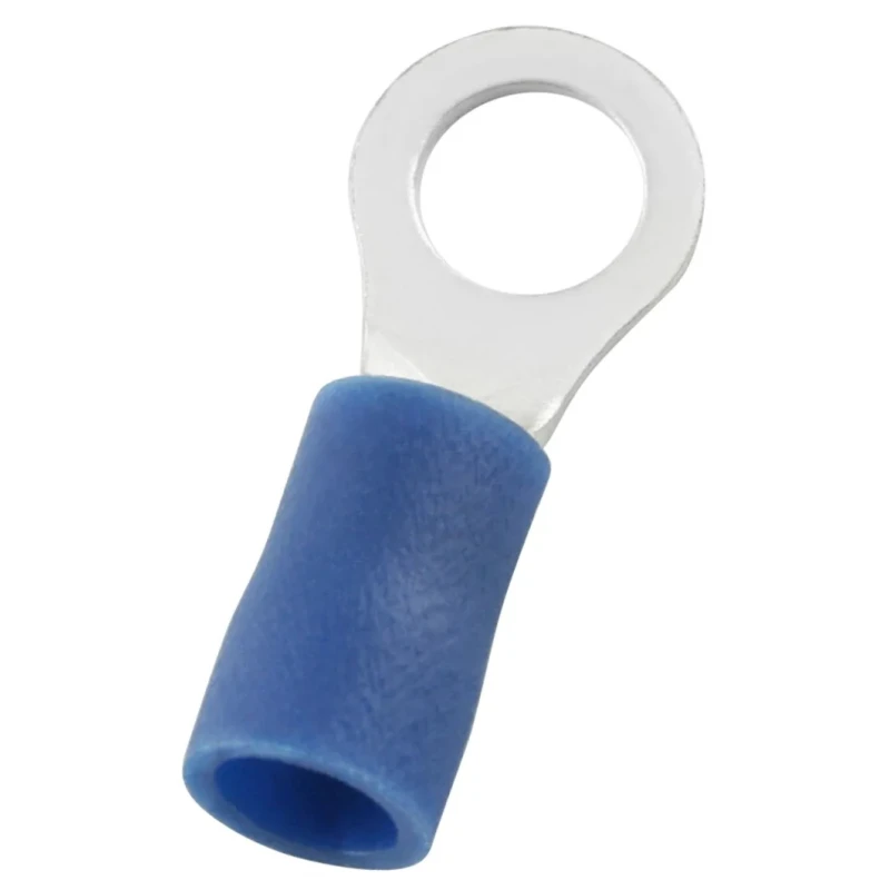 RS PRO Insulated Ring Terminal, 5.3 mm Stud Size, Blue, Vinyl Insulation, Copper Tin-Plated Contact 178-8660