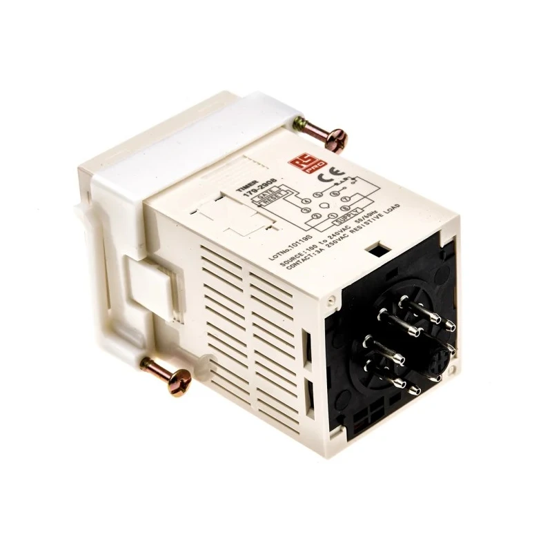 RS PRO Plug-in Digital Counter Timer Relay 8-Contact 100 V AC 240 V AC 999.9 s 1-Function SPDT Switch Configuration 179-2908