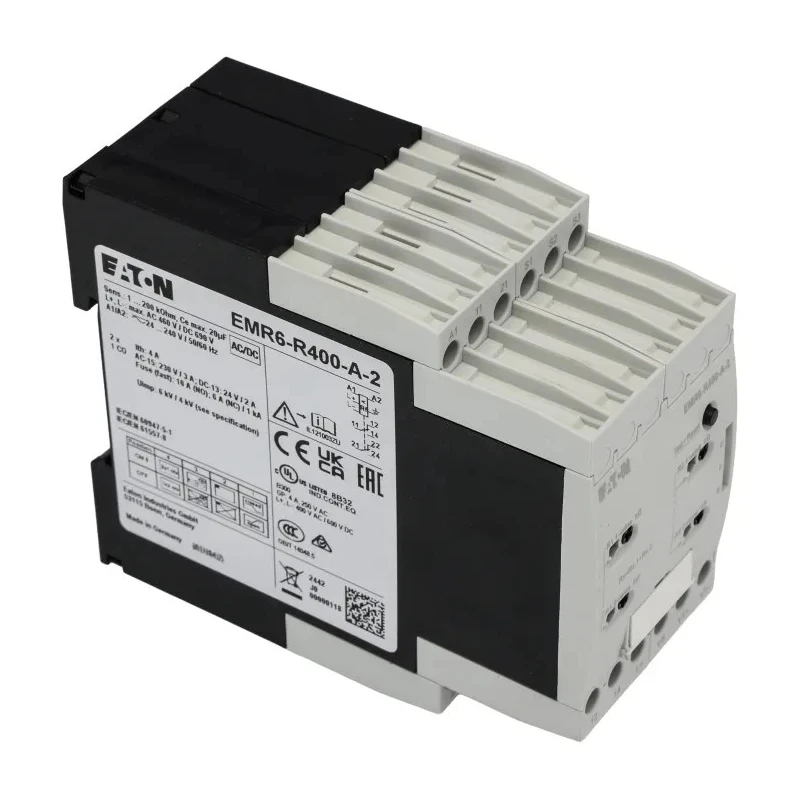 Eaton Monitoring Relay 3 Phase DIN Rail Mount Screw Terminal 24 to 240 V AC IP20 IP50 184774 EMR6-R400-A-2