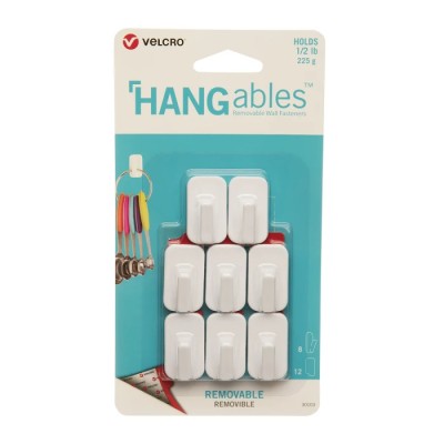 Velcro Adhesive Hook Hangables White 225 g Capacity 8 Pack VEL-30103-WEU