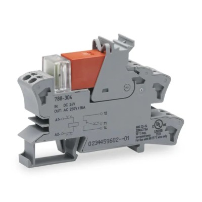 WAGO 788 Series Interface Relay DIN Rail Mount 24V DC Coil SPDT Contact Configuration 19.1mA 788-304
