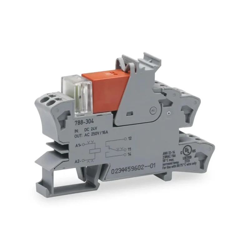 WAGO 788 Series Interface Relay DIN Rail Mount 24V DC Coil SPDT Contact Configuration 19.1mA 788-304