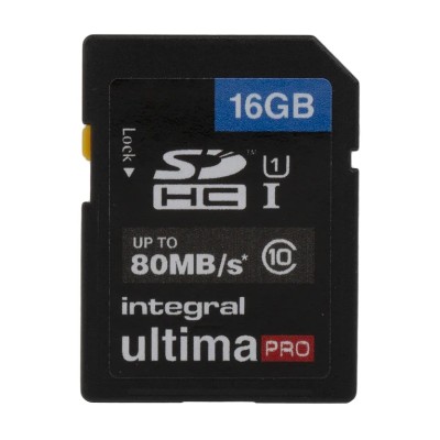 Integral Memory 16 GB SDHC SD Card Class 10 UHS 1 U1 INSDH16G10-80U1