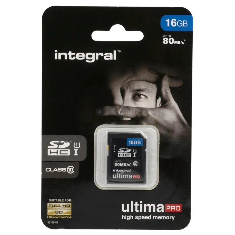 Integral Memory 16 GB SDHC SD Card Class 10 UHS 1 U1 INSDH16G10-80U1