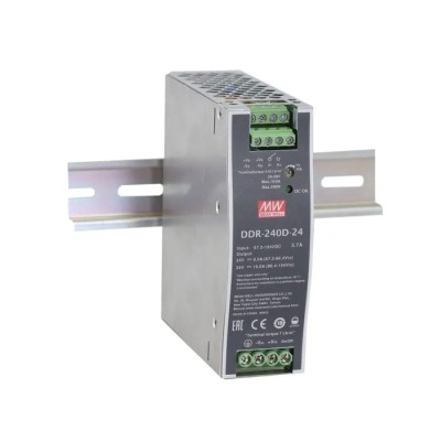 MEAN WELL 24V DC/DC Converter, 10 A Output, 67.2V Input, 240 W Power, DIN Rail Mount DDR-240D-24