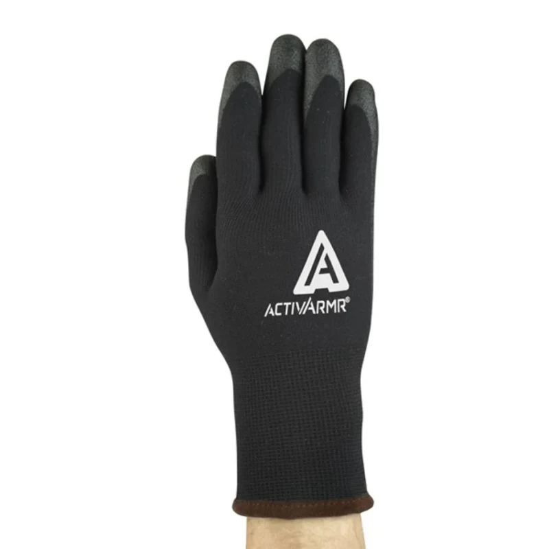 Ansell ActivArmr Black Acrylic Work Gloves with Polyvinyl Chloride Coating Size 10 97631100