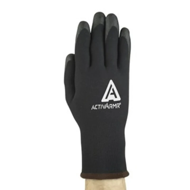 Ansell ActivArmr 97-631 Black Nylon Acrylic Polyvinyl Chloride Work Gloves Size 8 PVC Coating 97631080