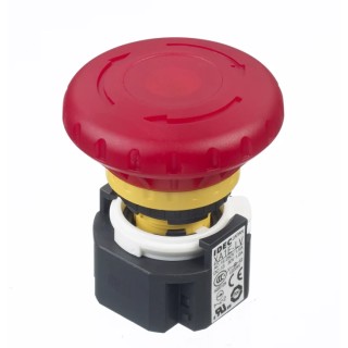 Idec Twist Release Illuminated Emergency Stop Push Button Panel Mount 16mm Cutout 2 NC Contacts IP65 XA1E-LV402Q4R