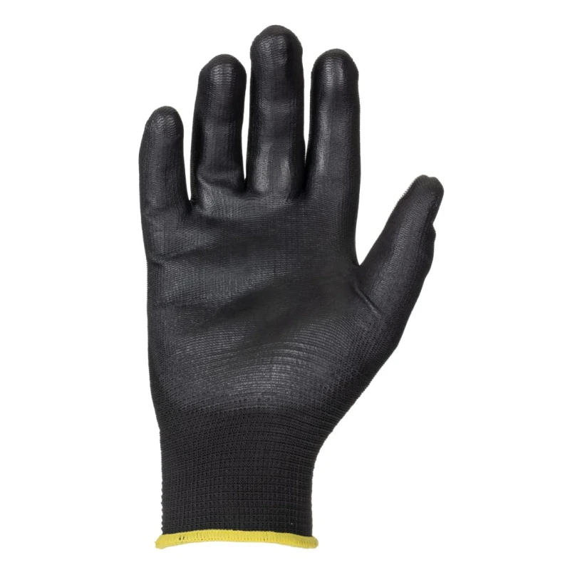 Ansell Edge Black Polyester Work Gloves Size 8 with Polyurethane Coating 48126080