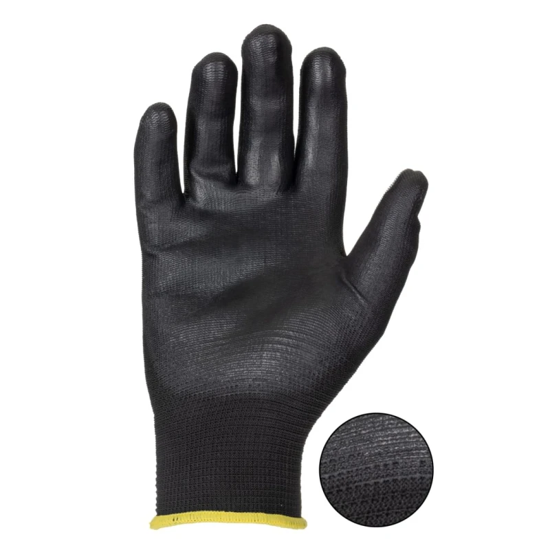 Ansell Edge Black Polyester Work Gloves Size 8 with Polyurethane Coating 48126080