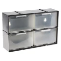 RS PRO 4 Drawer Plastic Storage Unit 208 mm Height x 325 mm Width x 90 mm Depth, Black 909-6993