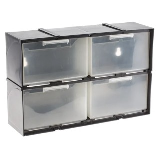 RS PRO 4 Drawer Plastic Storage Unit 208 mm Height x 325 mm Width x 90 mm Depth, Black 909-6993