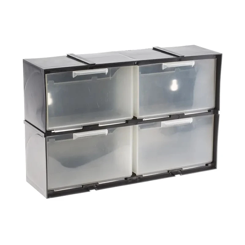 RS PRO 4 Drawer Plastic Storage Unit 208 mm Height x 325 mm Width x 90 mm Depth, Black 909-6993