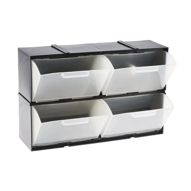 RS PRO 4 Drawer Plastic Storage Unit 208 mm Height x 325 mm Width x 90 mm Depth, Black 909-6993
