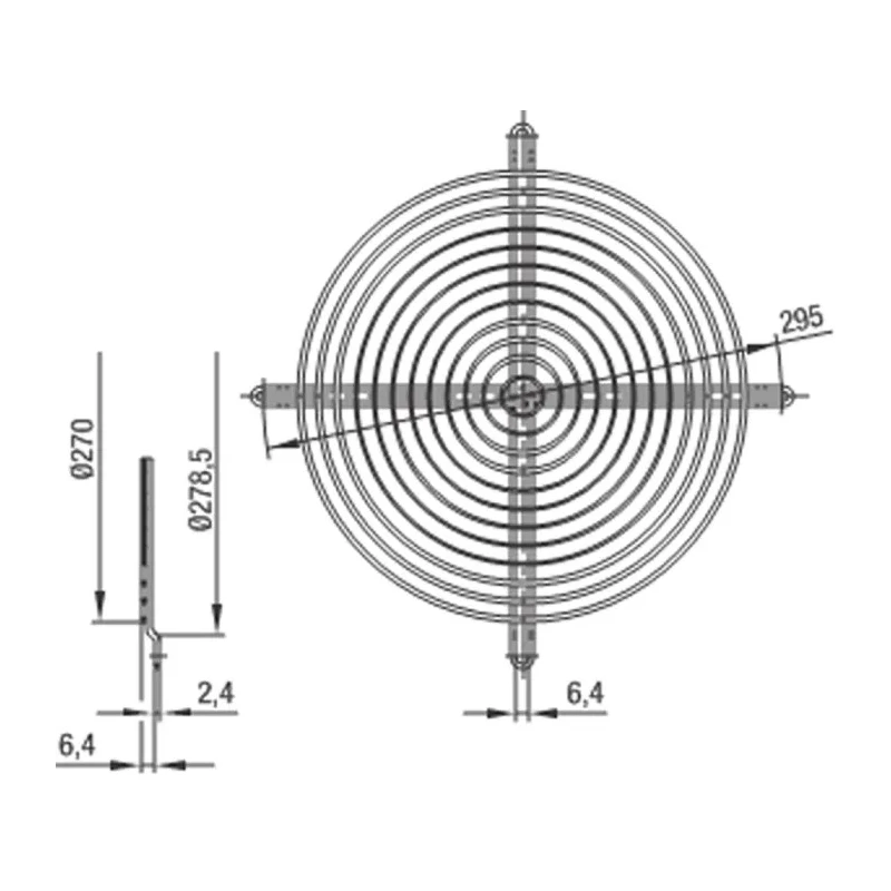 ebm-papst Powder Coated Steel Finger Guard for 250 mm Fans, 295 mm Hole Spacing, Silver, 6.4 mm Depth 09418-2-4039