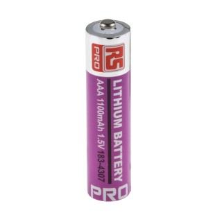 RS PRO AAA Lithium Iron Disulphide Battery 1.5 V 1.1Ah Non-Rechargeable 43.9mm Height 183-4307