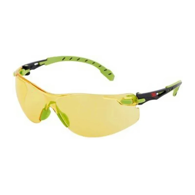 3M Solus™ 1000 Safety Spectacles with Amber Polycarbonate Lens, Anti-Fog, Anti-Scratch, Blue Green Black Frame S1203S