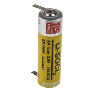 RS PRO Lithium Thionyl Chloride AA Battery 3.6 V 2.4 Ah High Energy Density 183-5708