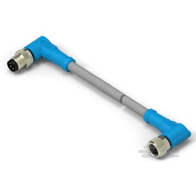 TE Connectivity Male/Female 4-way Right Angle to 4-way M8 Sensor Actuator Cable 30V Grey PVC Jacket 500mm T4062224004-001