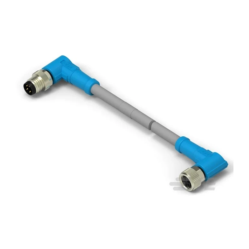 TE Connectivity Male/Female 4-way Right Angle to 4-way M8 Sensor Actuator Cable 30V Grey PVC Jacket 500mm T4062224004-001
