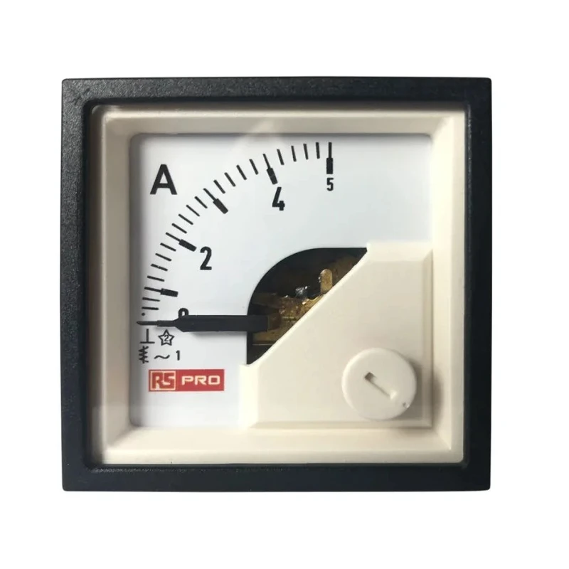 RS PRO Analogue Panel Ammeter 5 A AC, 45 mm x 45 mm, 1 % Moving Iron 186-2412
