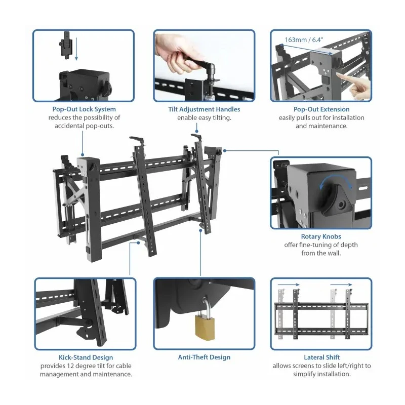 StarTech.com Black Heavy-Duty Wall Mount for Flat-Panel Displays 70kg Max Load VIDWALLMNT