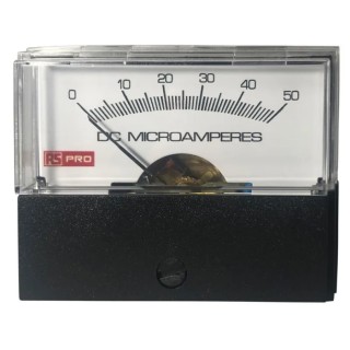 Monacor RS PRO Analogue Panel Ammeter 50 A DC, 57 mm x 44 mm, ±1.5 % Accuracy, High Torque Pivot and Jewel Moving 186-2535