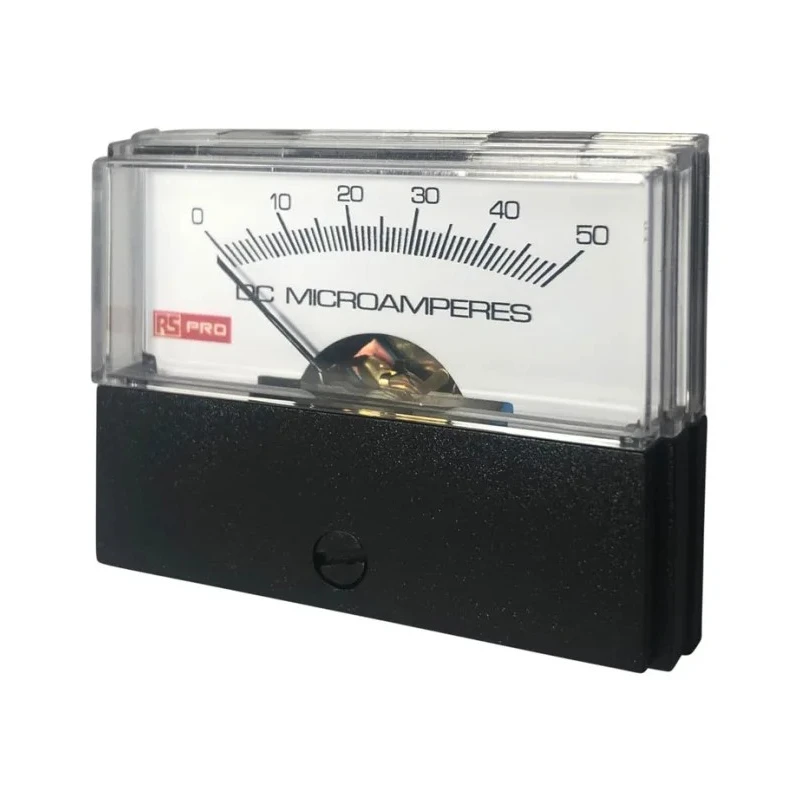 Monacor RS PRO Analogue Panel Ammeter 50 A DC, 57 mm x 44 mm, ±1.5 % Accuracy, High Torque Pivot and Jewel Moving 186-2535