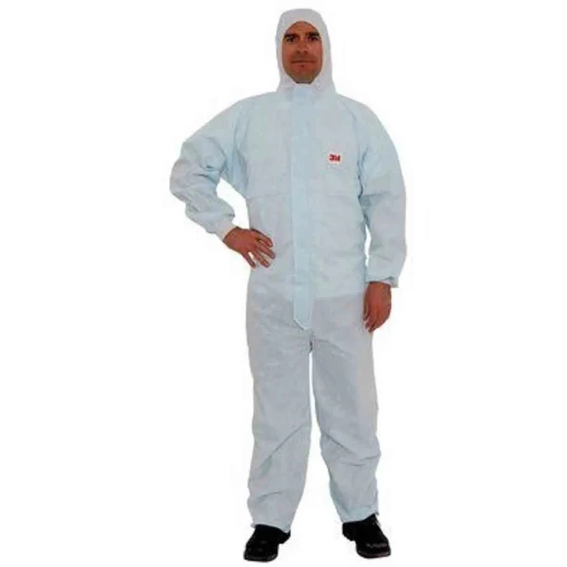 3M White Disposable Coverall, Size M, Anti-Static, Nuclear Resistant, Liquid and Dust Protection, SMS Fabric with Hood 4520WM