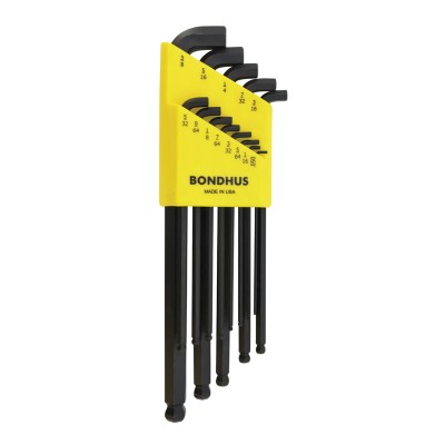 Bondhus 13 piece L Imperial Hex Key Set, Hex size 0.05 to 7/32 inch, Steel, Long Arm SBLX13