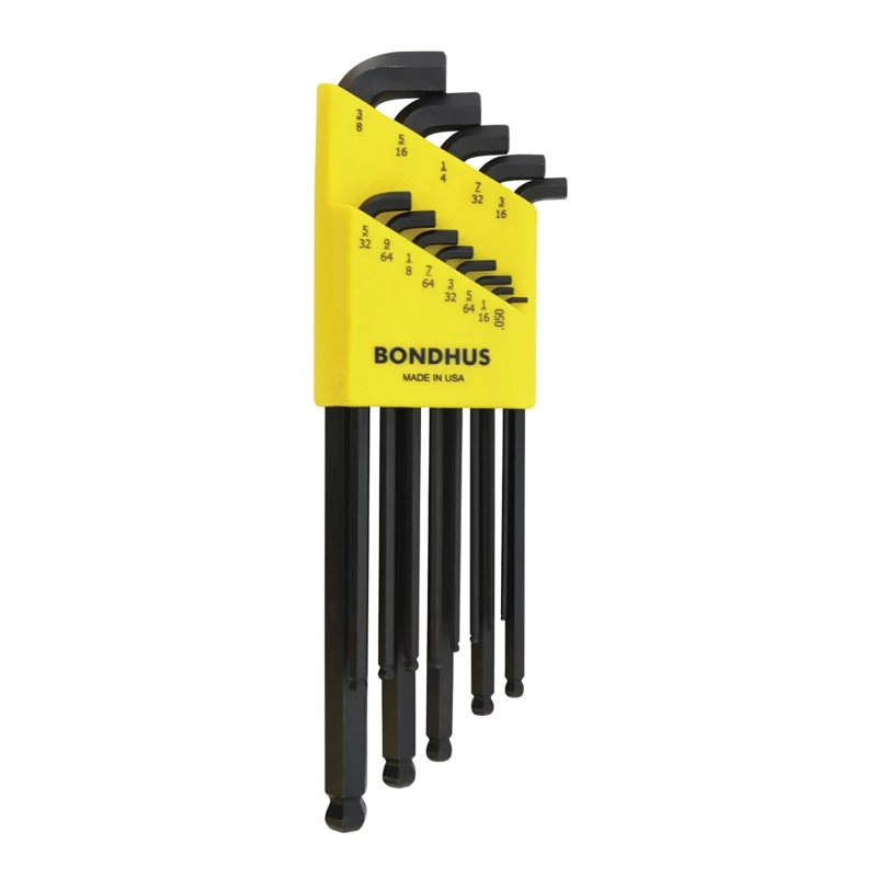 Bondhus 13 piece L Imperial Hex Key Set, Hex size 0.05 to 7/32 inch, Steel, Long Arm SBLX13