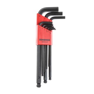 Bondhus 9 Piece L Metric Hex Key Set Black Steel Ball End Hex Sizes 1.5 to 10 mm BLX9MM