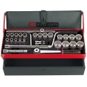 Facom 28-Piece 1/2 in 12 Point Socket Set Chrome Vanadium Steel Bright Chrome Finish S.442EP