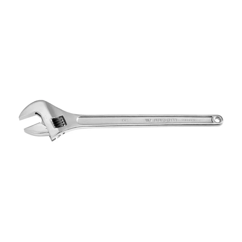 Facom Adjustable Wrench 62 mm Jaw Capacity 612 mm Overall Length Metal Handle Chrome Vanadium Steel 113C.24C
