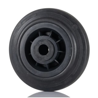 LAG Black Rubber Trolley Wheel 100mm Diameter 30mm Width 75kg Load Capacity Thermoplastic Hub Plain Bore 13108