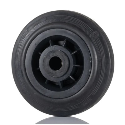 LAG Black Rubber Trolley Wheel 100mm Diameter 30mm Width 75kg Load Capacity Thermoplastic Hub Plain Bore 13108