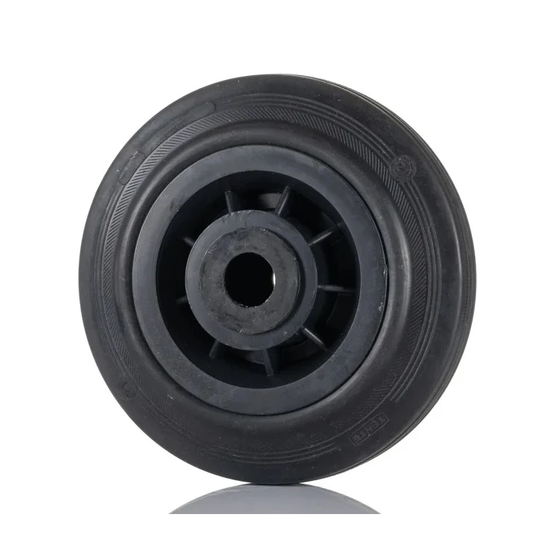 LAG Black Rubber Trolley Wheel 100mm Diameter 30mm Width 75kg Load Capacity Thermoplastic Hub Plain Bore 13108