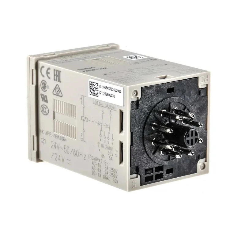 Omron DIN Rail, Panel Mount Timer Relay 2-Contact, DPDT Switch, 24 V AC/DC, 0.05 to 12 Min Time Range, OFF Delay H3CR