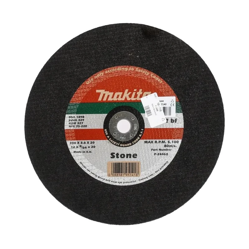 Makita Aluminium Oxide Abrasive Disc Cutting Disc, 300 mm Diameter, Coarse Grade P80 Grit, Black Finish P-24468