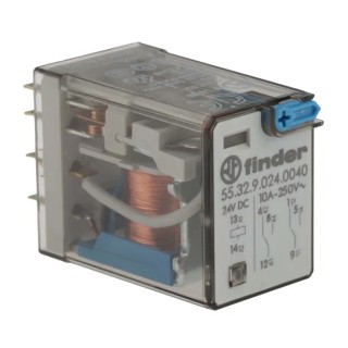 Finder PCB Power Relay 24V DC Coil 10A Switching Current DPDT 55.32.9.024.0040