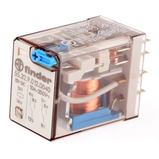 Finder Power Relay 12V DC Coil 10A Switching Current DPDT 55.32.9.012.0040