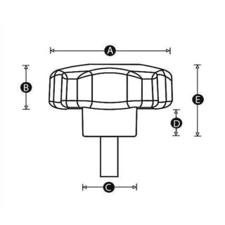 RS PRO Clamping Knob Black Multiple Lobes Threaded Stud M10 x 30 mm Zinc Plated Steel Insert 188-3457