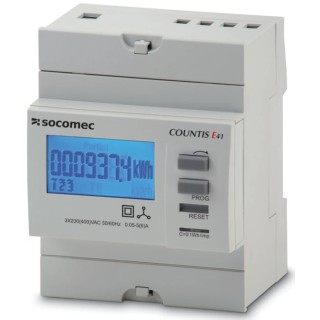 Socomec 3 Phase Energy Meter LCD Backlight Modular COUNTIS E41 8-Digit, 2 Outputs, Class 2 (IEC 62053-22) 48503063