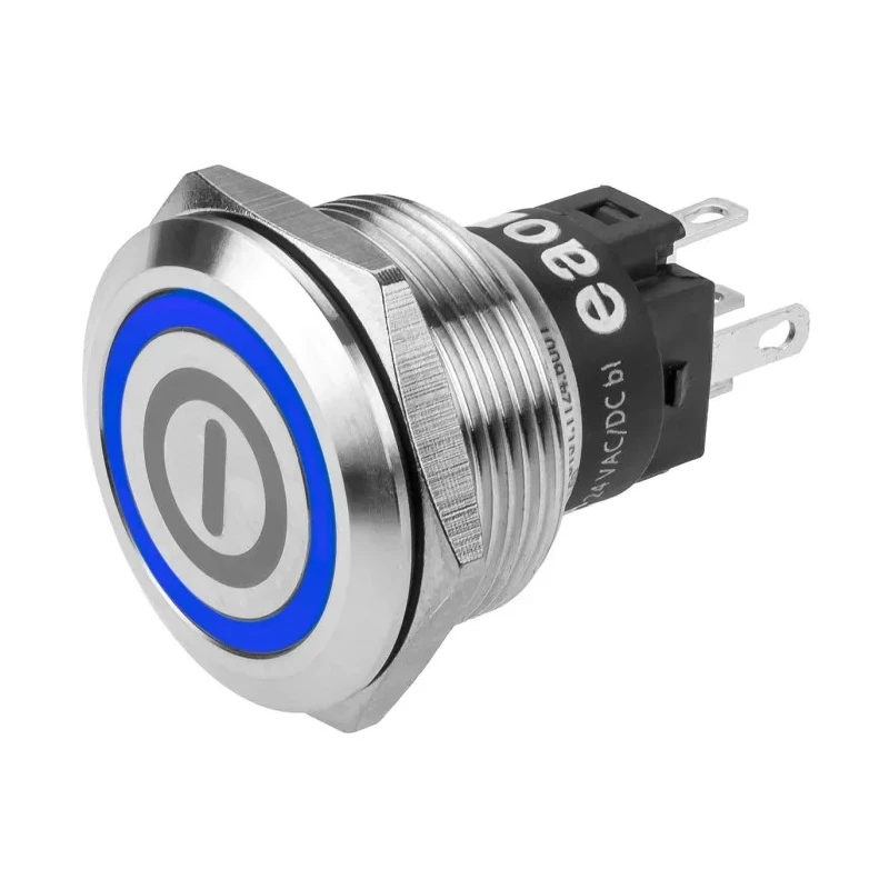 EAO 82 Series Illuminated Momentary Push Button Switch Panel Mount 22.3 mm Cutout SPDT Blue LED IP65 IP67 82-6151.1123.B001